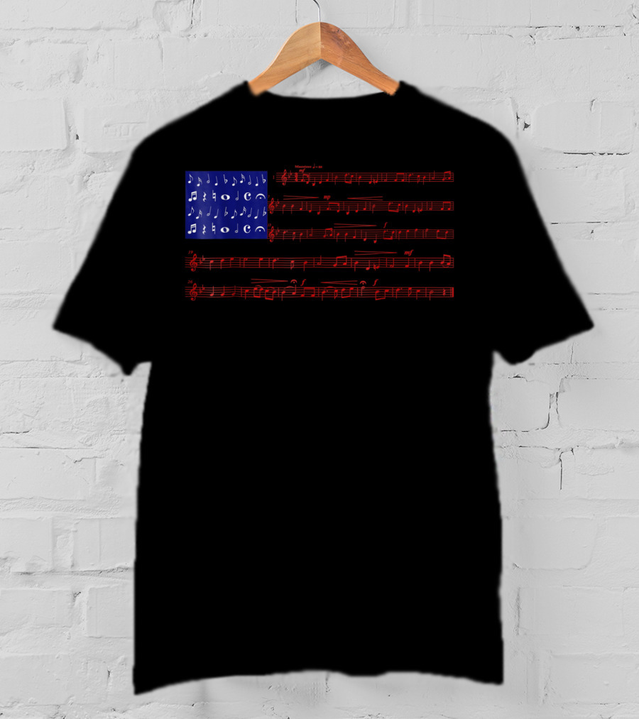 Independence Day American Flag Music Notes Fourth Of July T-Shirt