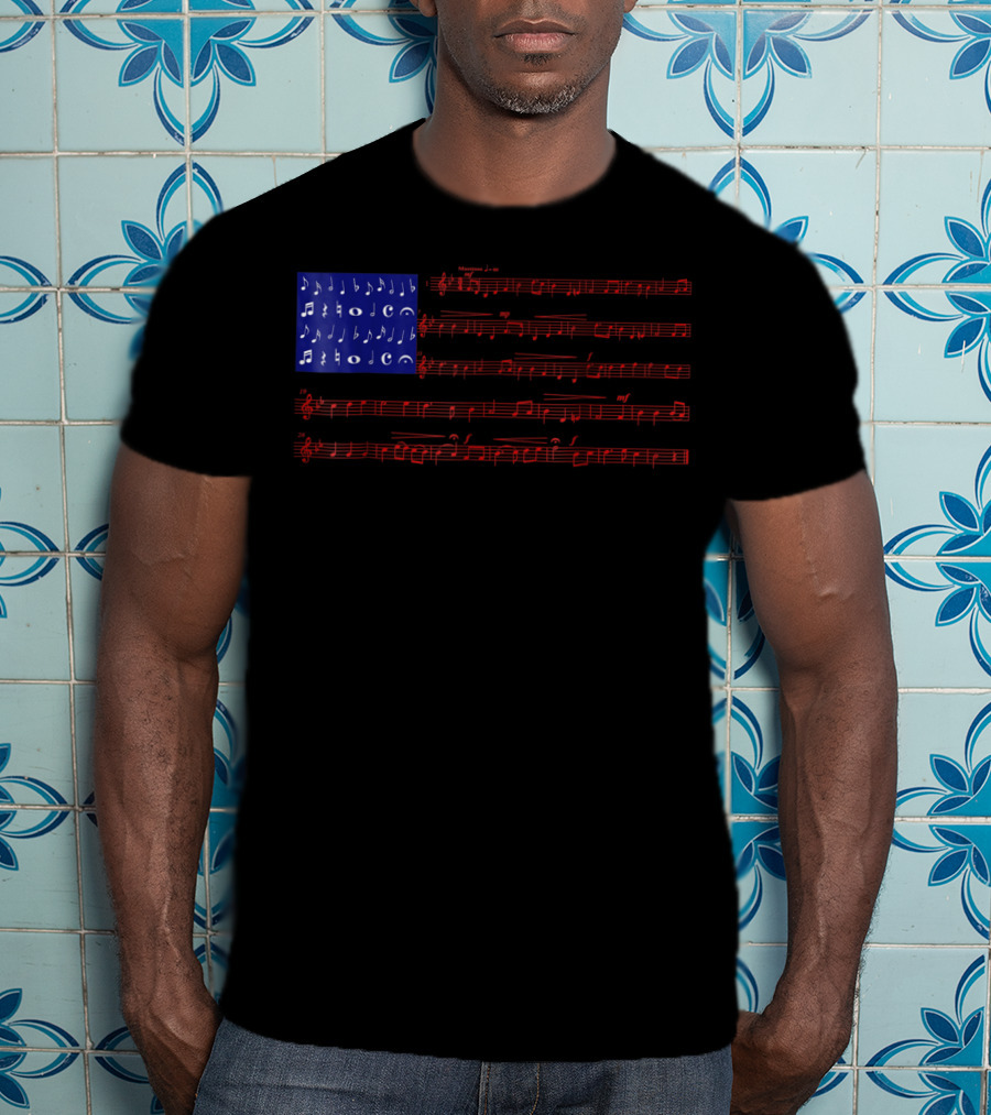 Independence Day American Flag Music Notes Fourth Of July T-Shirt