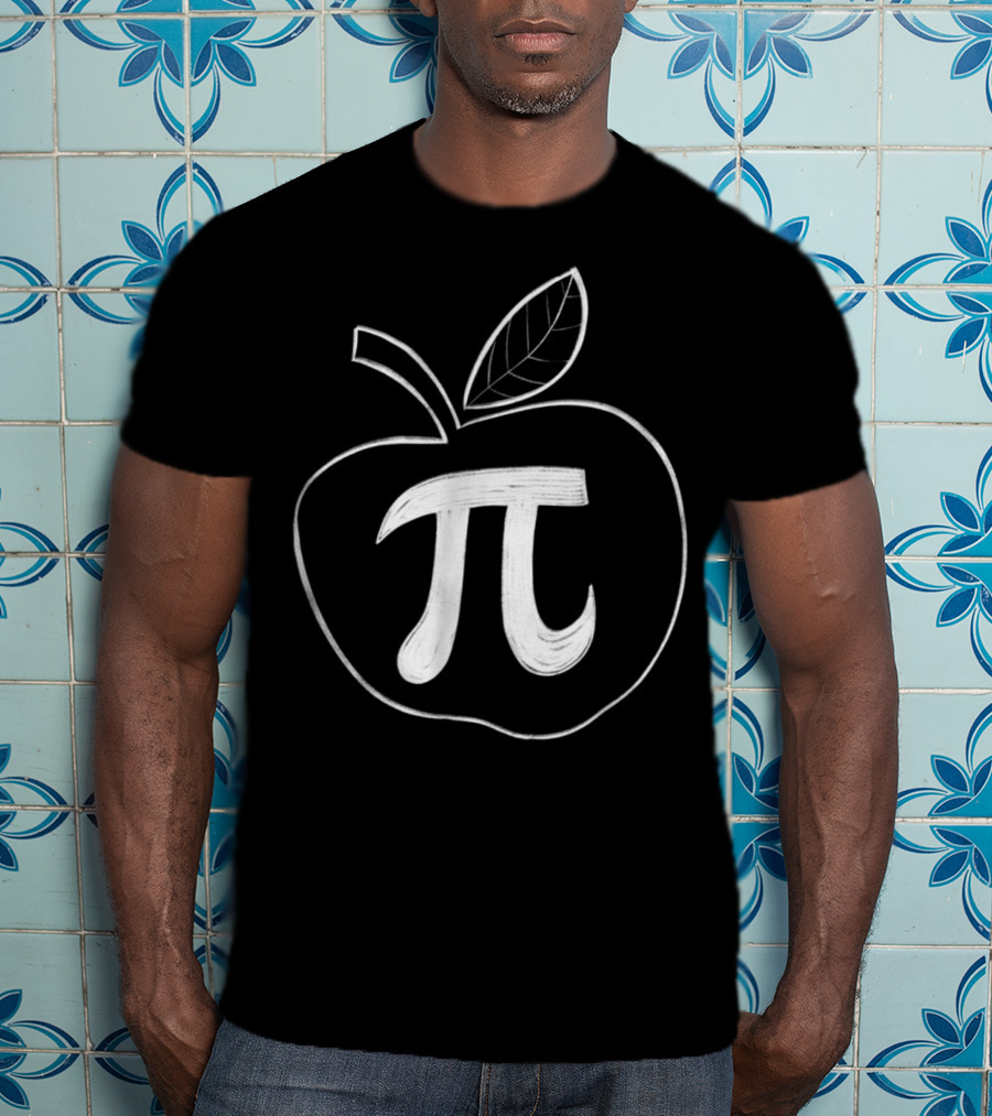 Pi Symbol Inside Apple Chalk Drawing Pi Day T-Shirt