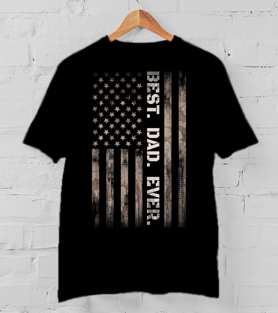 Best Dad Ever American Flag Camo Vintage Fathers T-Shirt