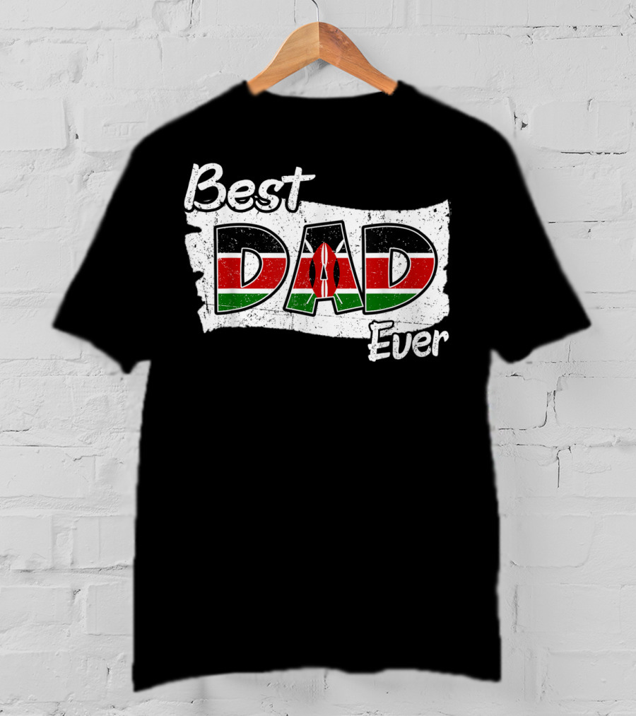 Best Dad Ever Kenyan Flag Map T-Shirt