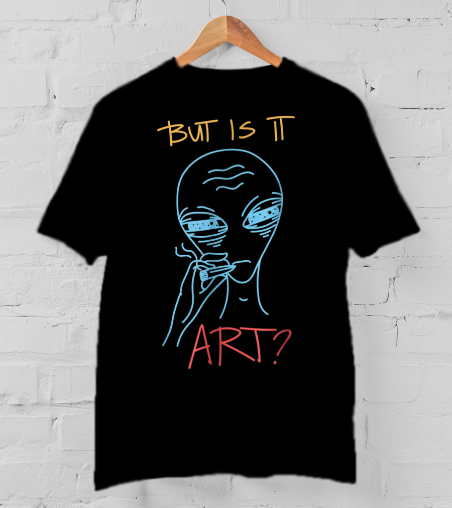 But Is It Art Alien Smoking Neon Outline T-Shirt