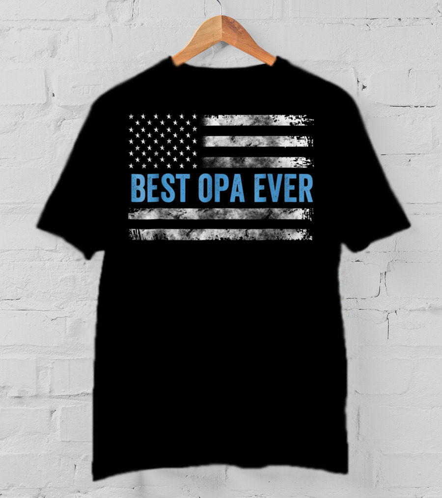 Best Opa Ever USA Flag Patriotic T-Shirt