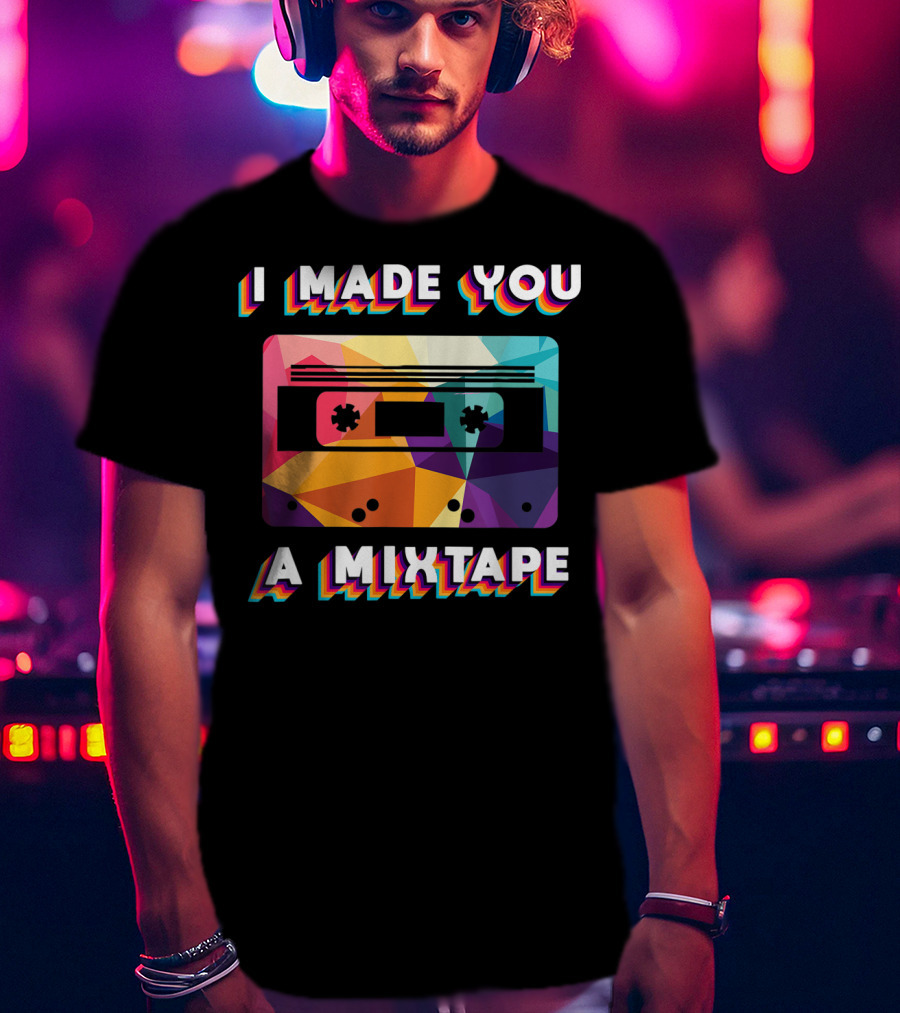 I Made You A Mixtape Colorful Cassette Vintage T-Shirt