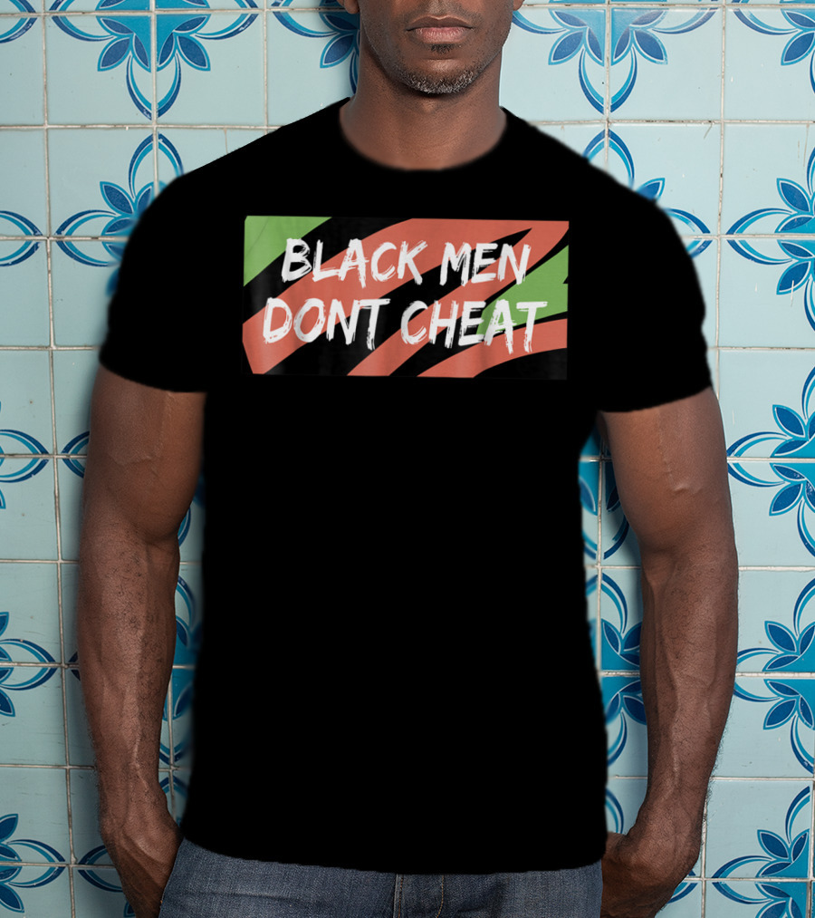 BLACK MEN DONT CHEAT Black Red Green Stripes T-Shirt
