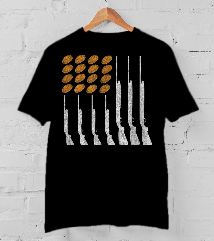 Clay Target Shooting Trap Skeet American Flag Shotguns T-Shirt