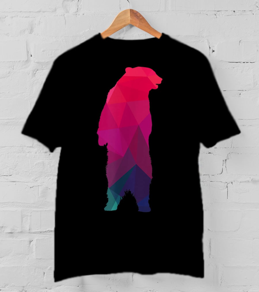 Colorful Geometric Pattern Fractal Bear T-Shirt