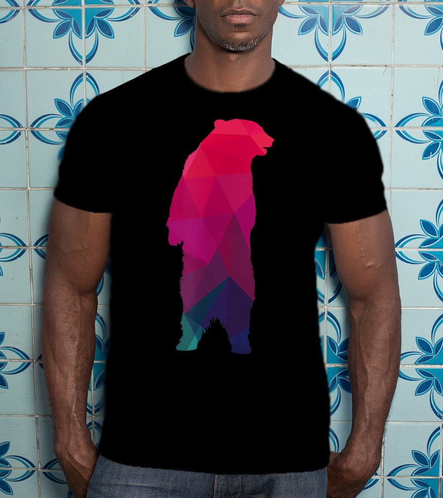 Colorful Geometric Pattern Fractal Bear T-Shirt