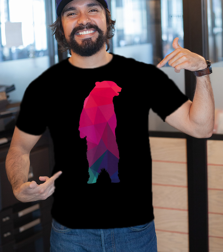 Colorful Geometric Pattern Fractal Bear T-Shirt