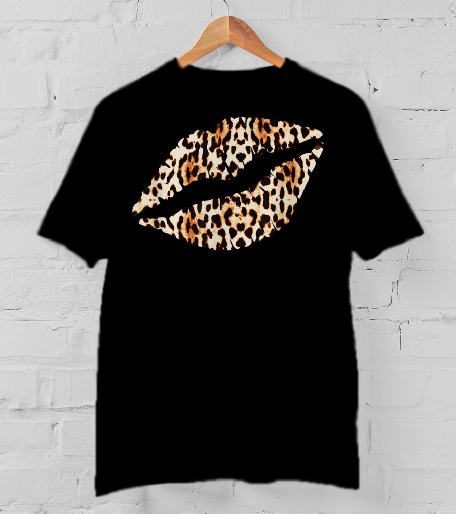 Cool Leopard Cheetah Lips Kiss Me T-Shirt