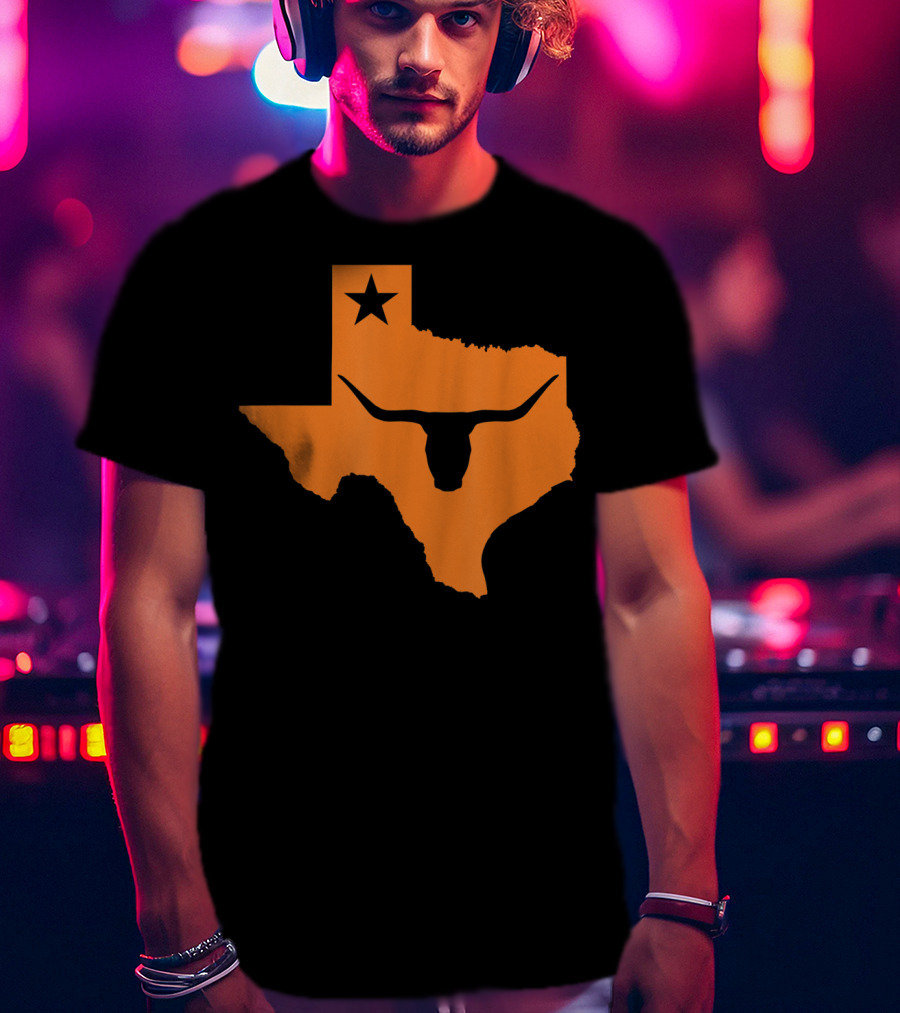 Texas Longhorn Bull Orange State Star T-Shirt