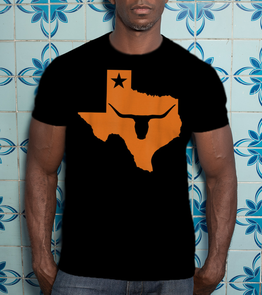 Texas Longhorn Bull Orange State Star T-Shirt