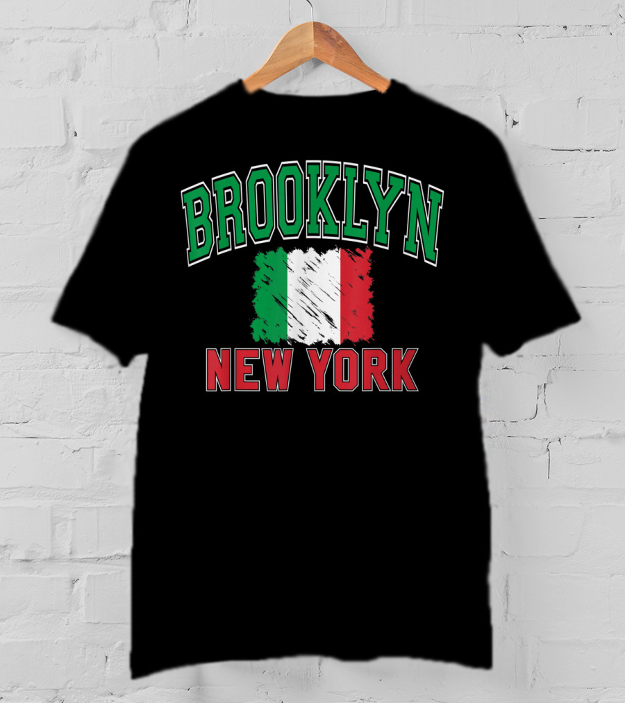 Brooklyn New York Italian Flag Varsity T-Shirt