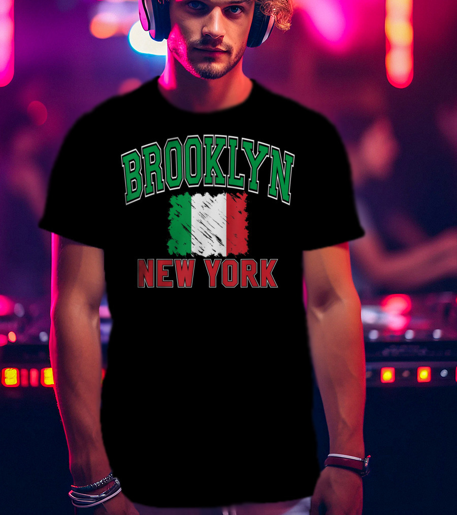 Brooklyn New York Italian Flag Varsity T-Shirt