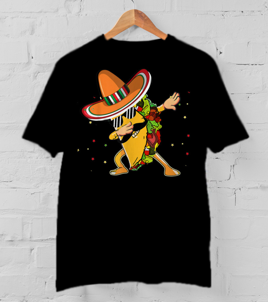 Cinco De Mayo Dabbing Taco With Sombrero Mexico Latino T-Shirt