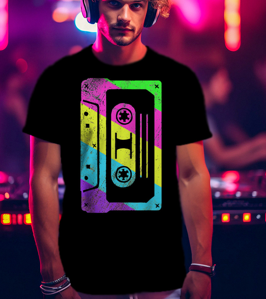 Retro Rainbow Cassette Tape Costume T-Shirt
