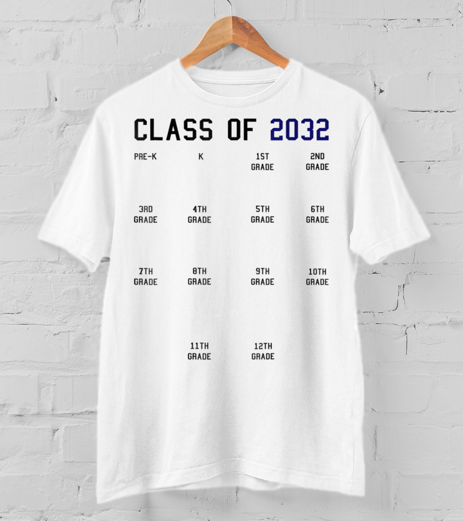 Class Of 2032 Pre-K To 12th Grade Progression T-Shirt