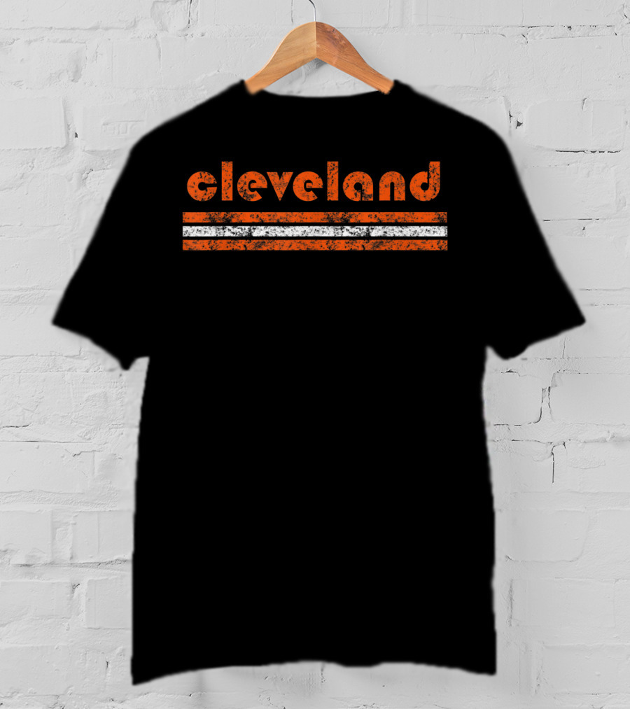 Cleveland Ohio Three Stripe Vintage Orange T-Shirt