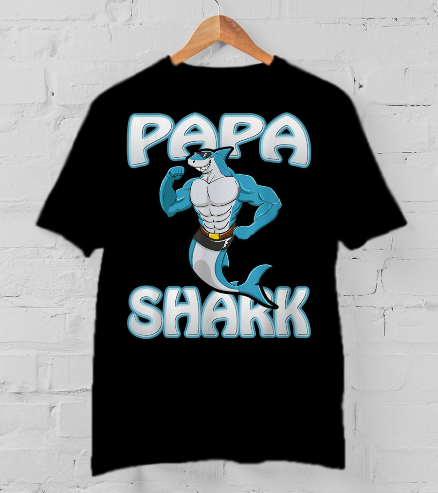 Papa Shark Muscular Gym Dad Father's Day T-Shirt