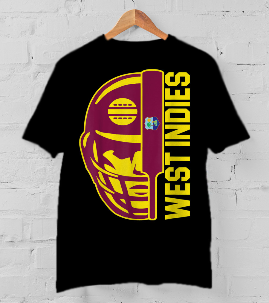 West Indies Cricket Fan Helmet Emblem With Ball And Bat T-Shirt