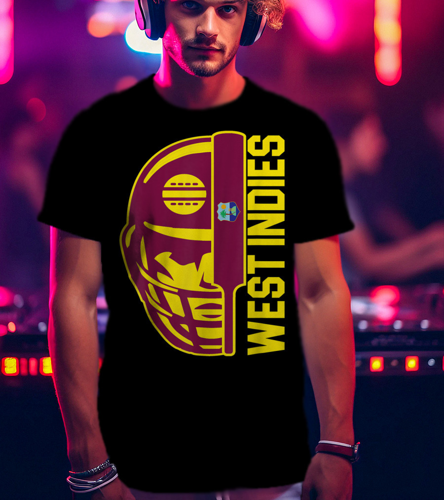 West Indies Cricket Fan Helmet Emblem With Ball And Bat T-Shirt
