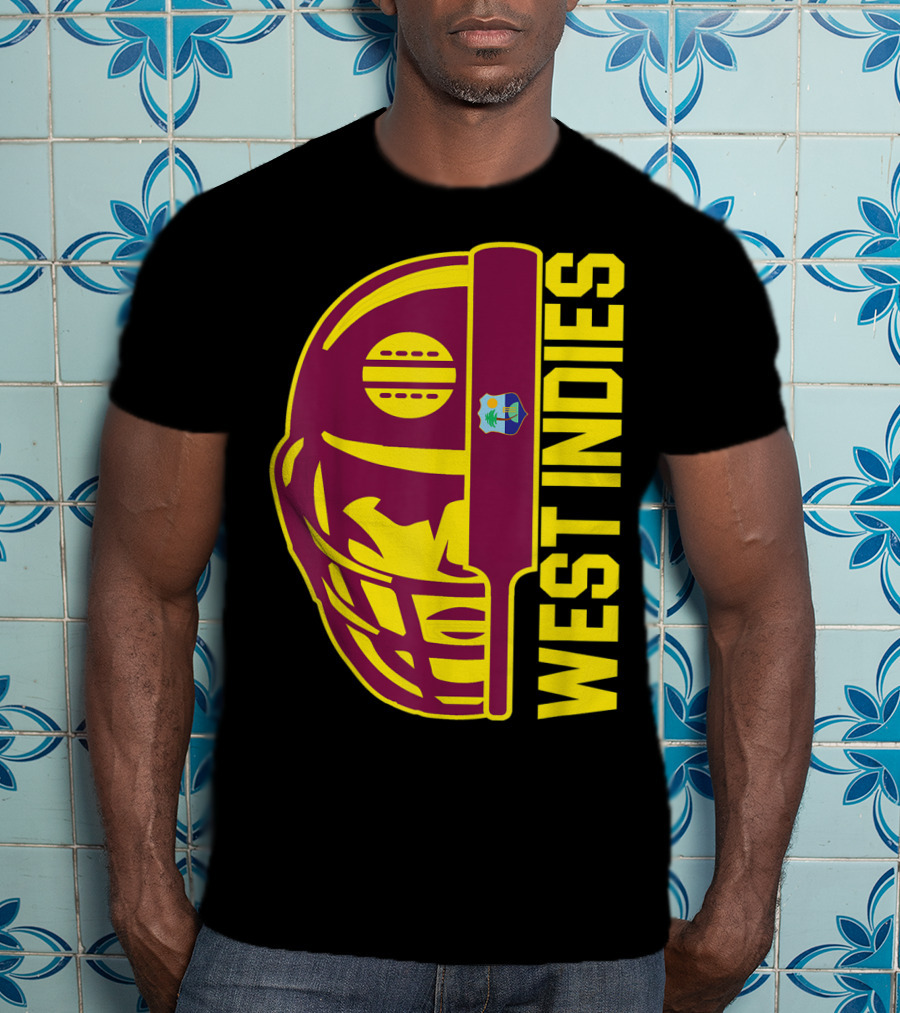 West Indies Cricket Fan Helmet Emblem With Ball And Bat T-Shirt