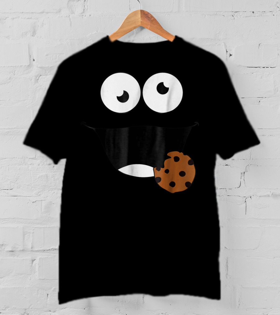 Cute Monster Cookie Funny Face Eating Cookie T-Shirt