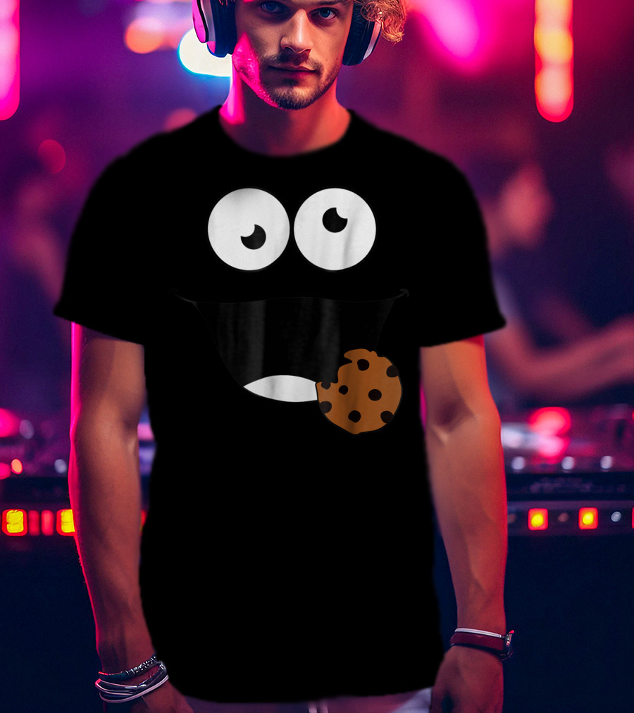 Cute Monster Cookie Funny Face Eating Cookie T-Shirt