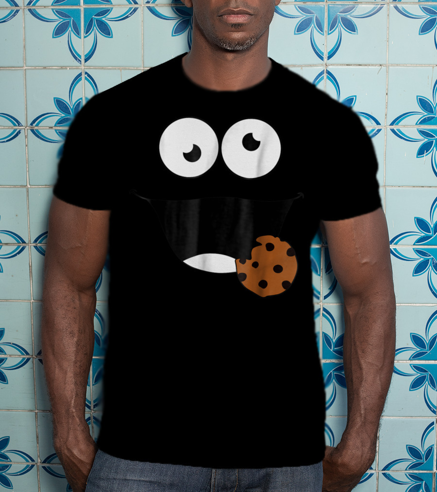 Cute Monster Cookie Funny Face Eating Cookie T-Shirt