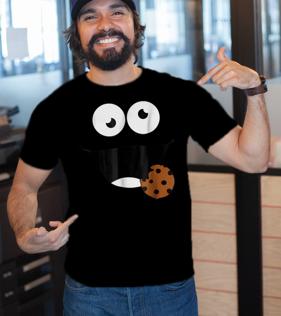 Cute Monster Cookie Funny Face Eating Cookie T-Shirt