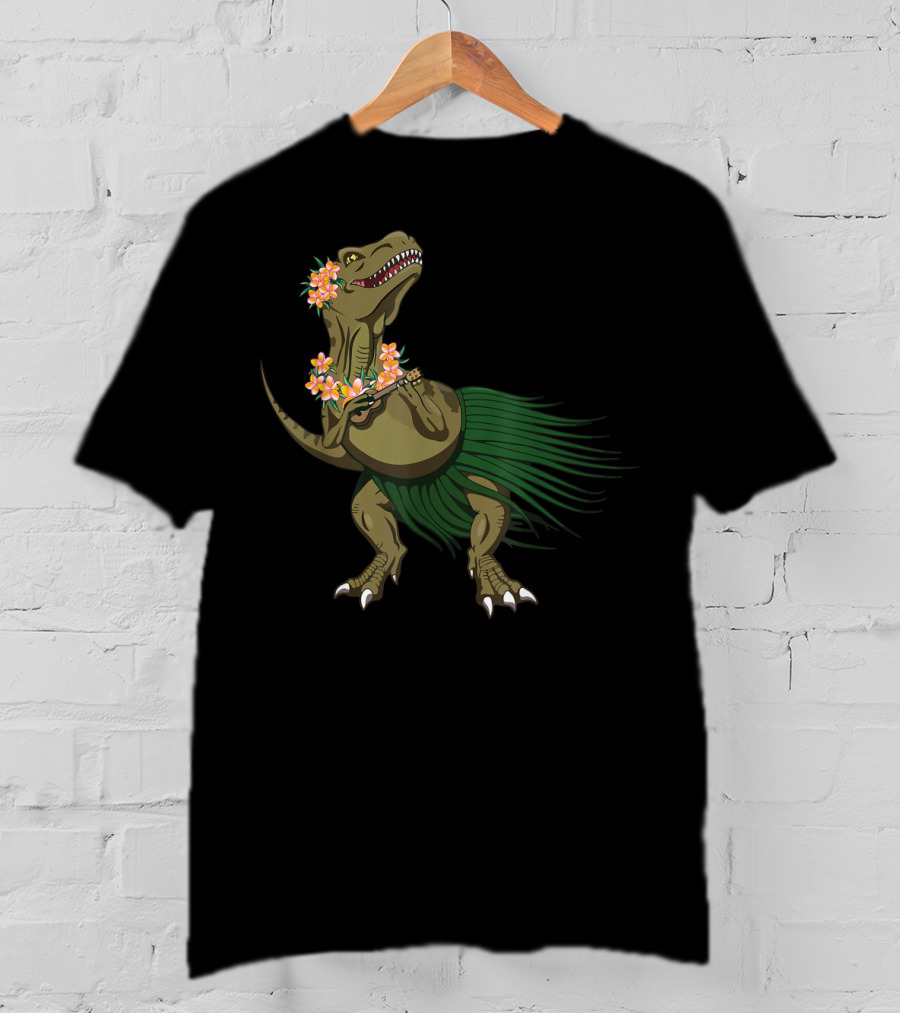 Dinosaur Ukulele Aloha Hawaiian Holiday Hula Dinosaur T-Shirt