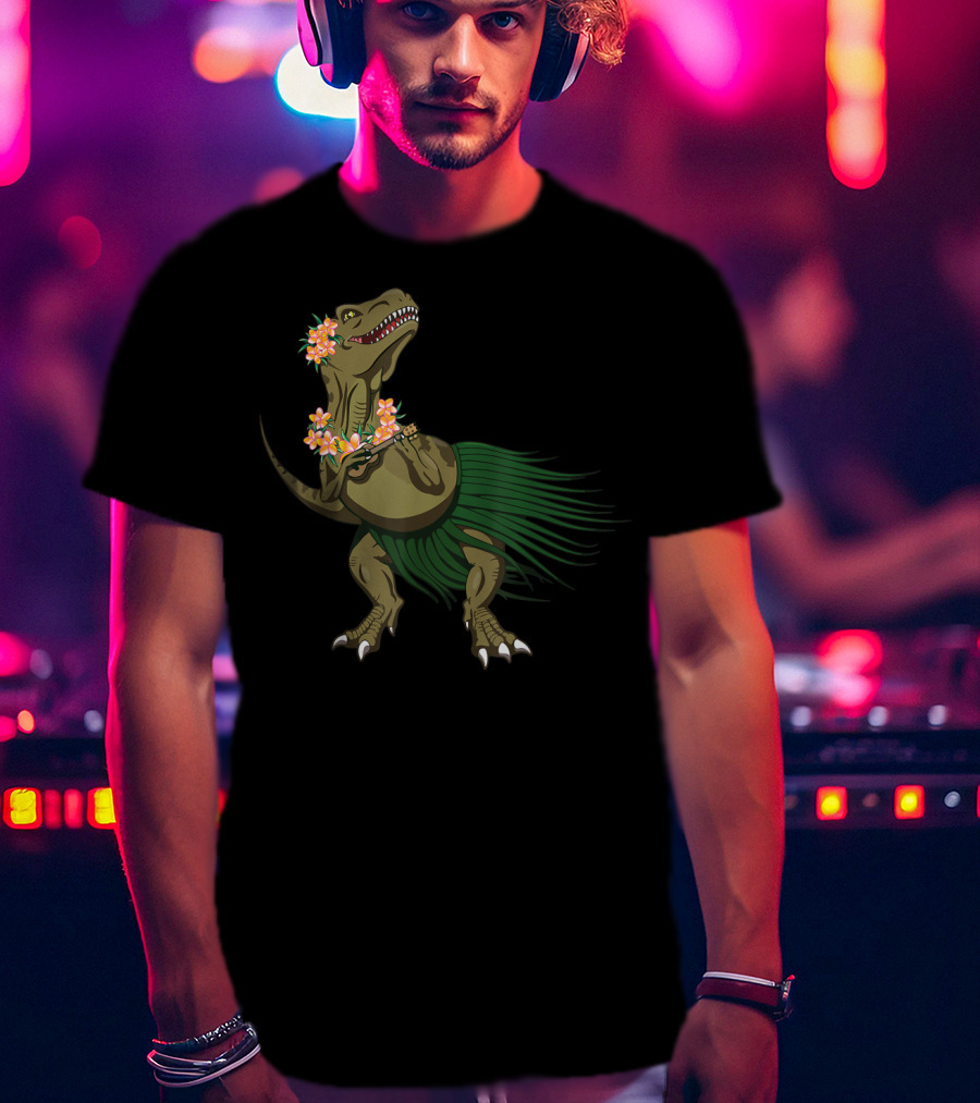 Dinosaur Ukulele Aloha Hawaiian Holiday Hula Dinosaur T-Shirt