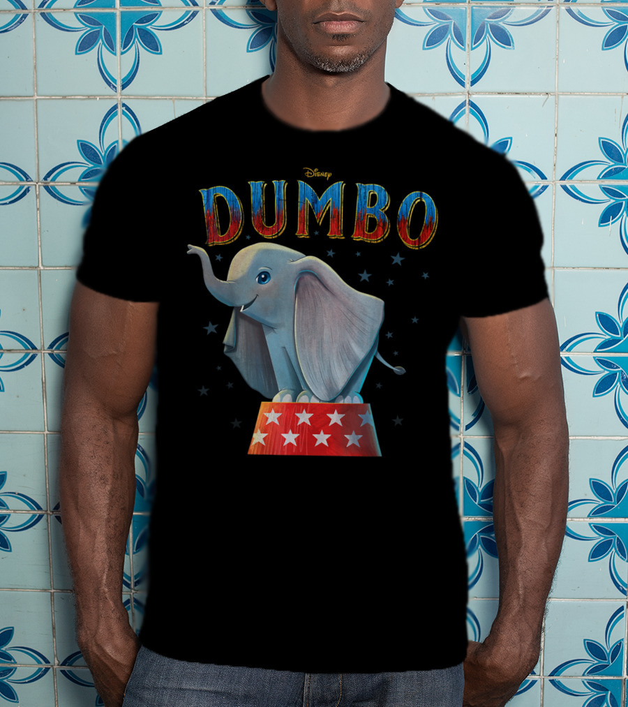 Disney Dumbo Circus Elephant On Star-Patterned Pedestal T-Shirt