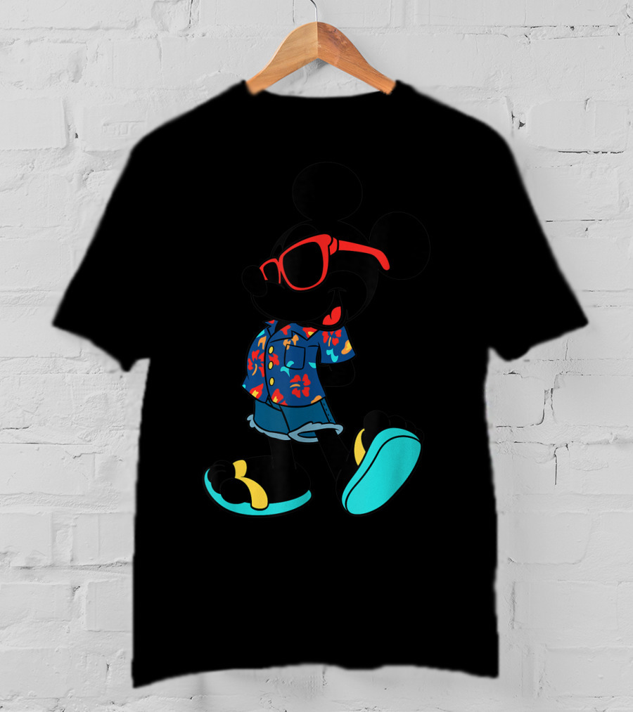 Disney Mickey Mouse Hawaiian Shirt With Sunglasses Summer T-Shirt