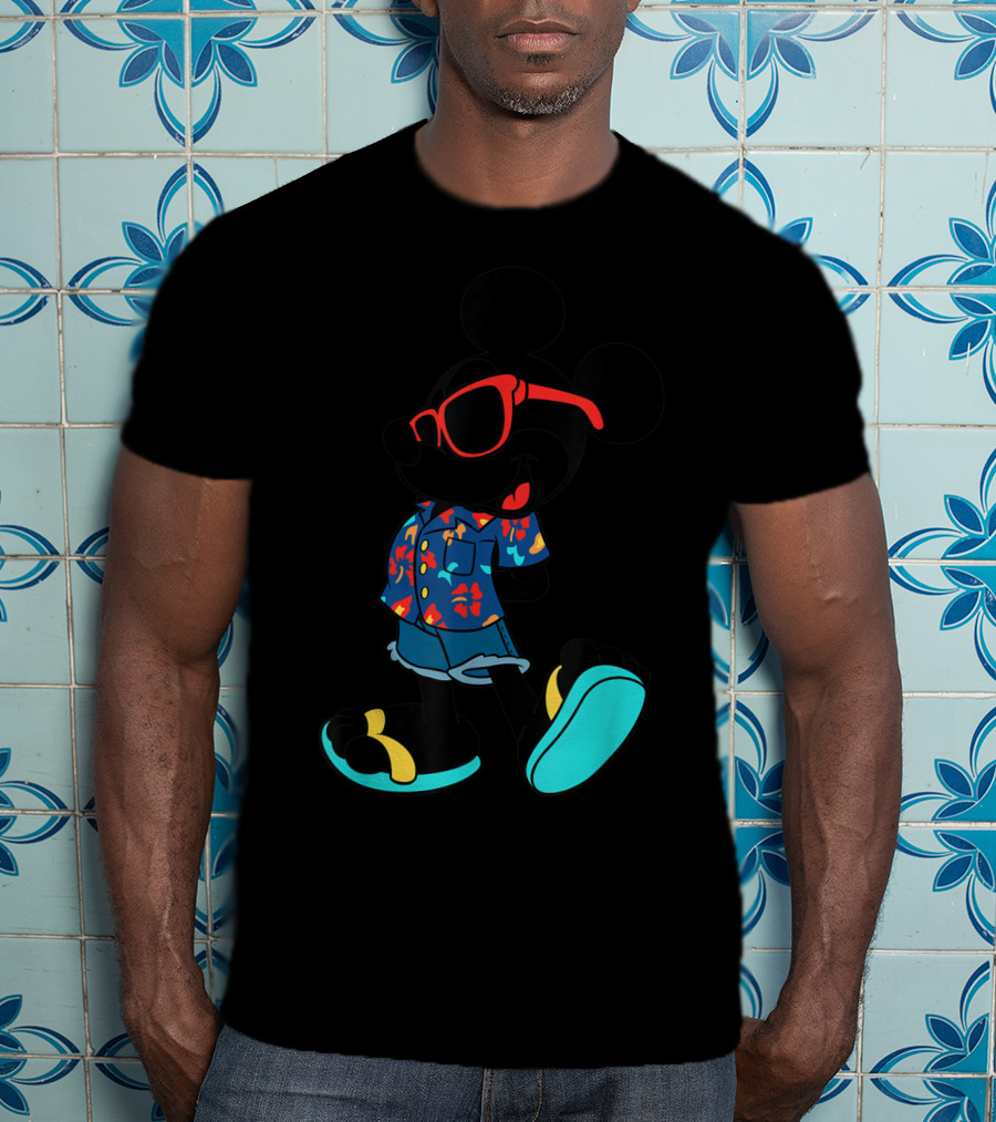 Disney Mickey Mouse Hawaiian Shirt With Sunglasses Summer T-Shirt