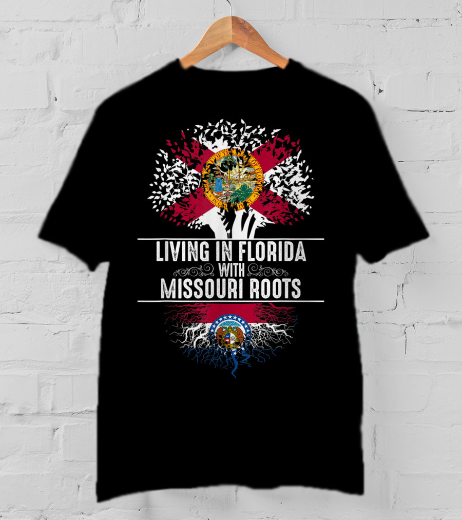 Living In Florida With Missouri Roots State Tree Flag T-Shirt