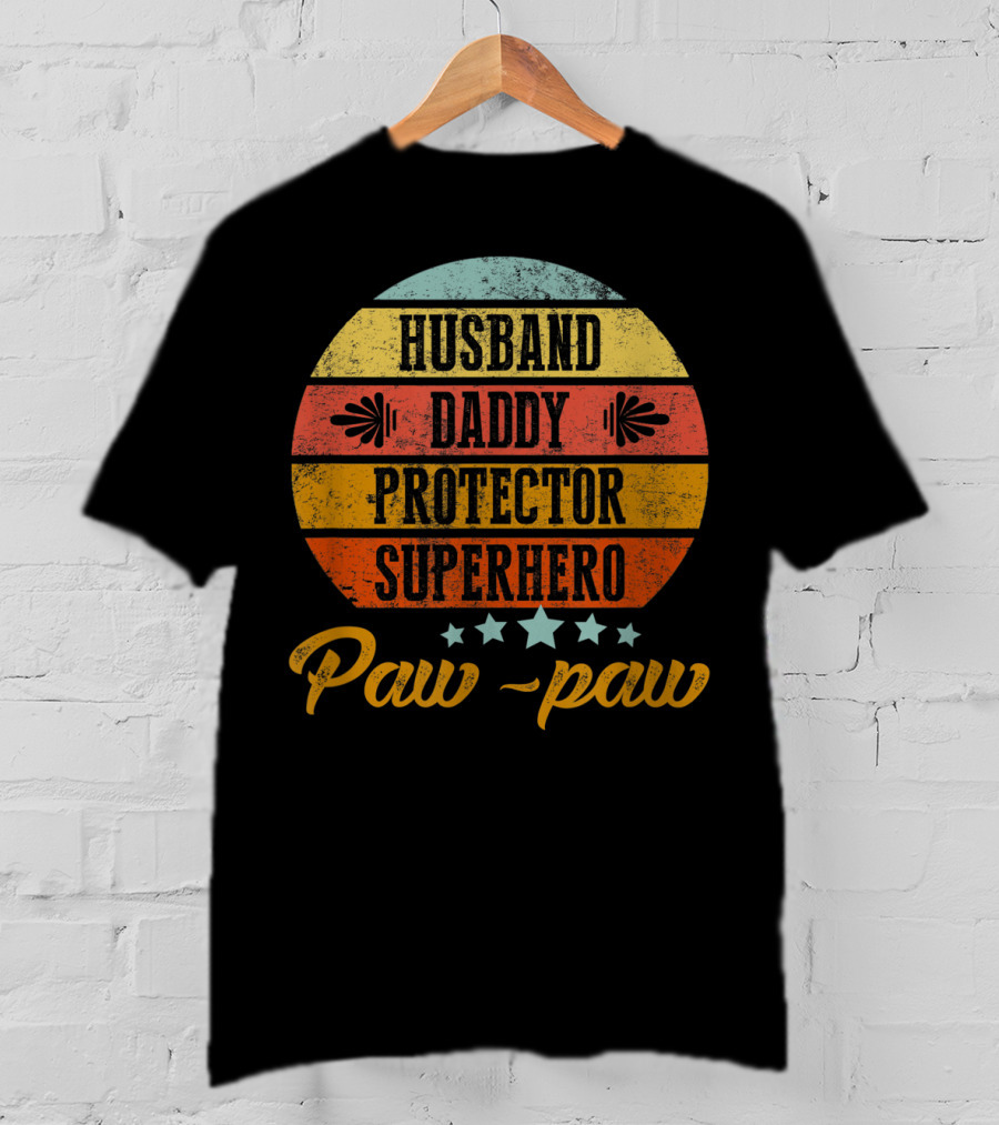 Husband Daddy Protector Superhero Paw-Paw T-Shirt