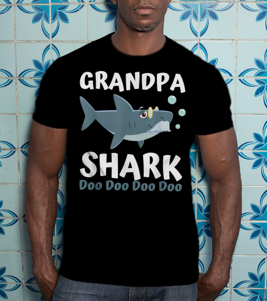 Fathers Day Grandpa Shark Doo Doo Doo Doo From Wife Kids Baby T-Shirt
