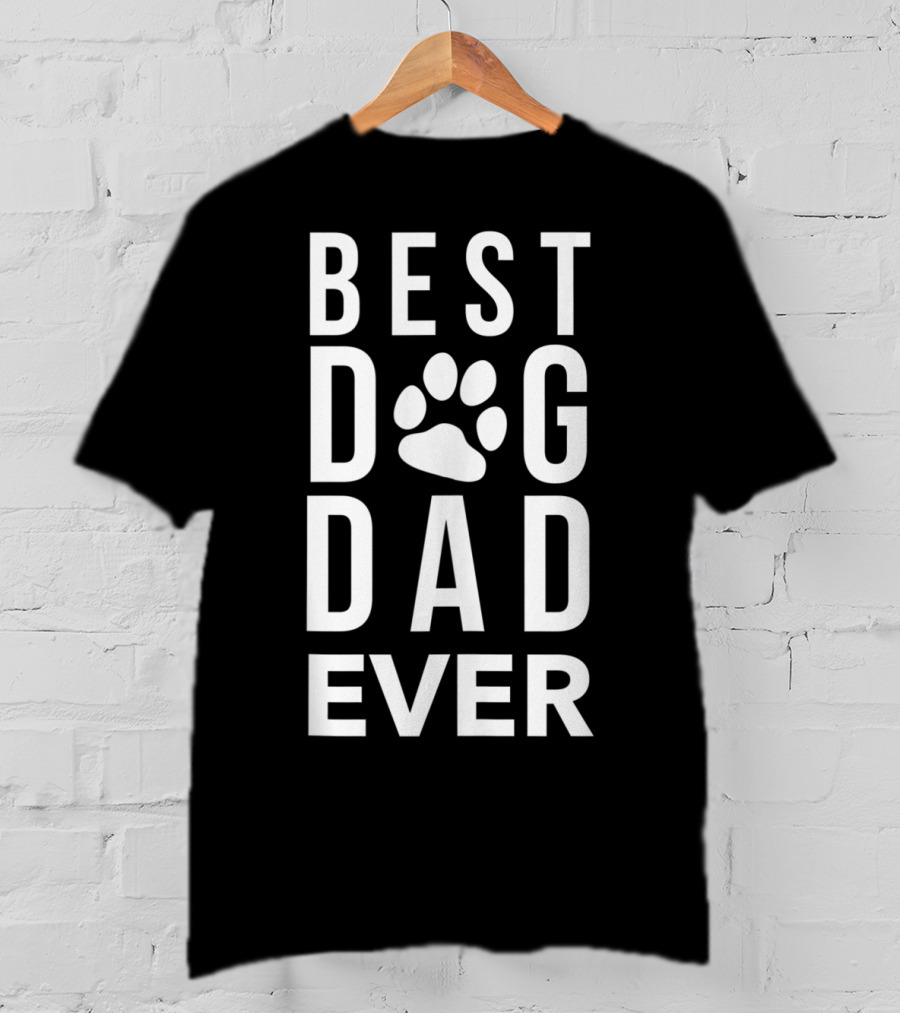 Best Dog Dad Ever Paw Print Funny Dog T-Shirt