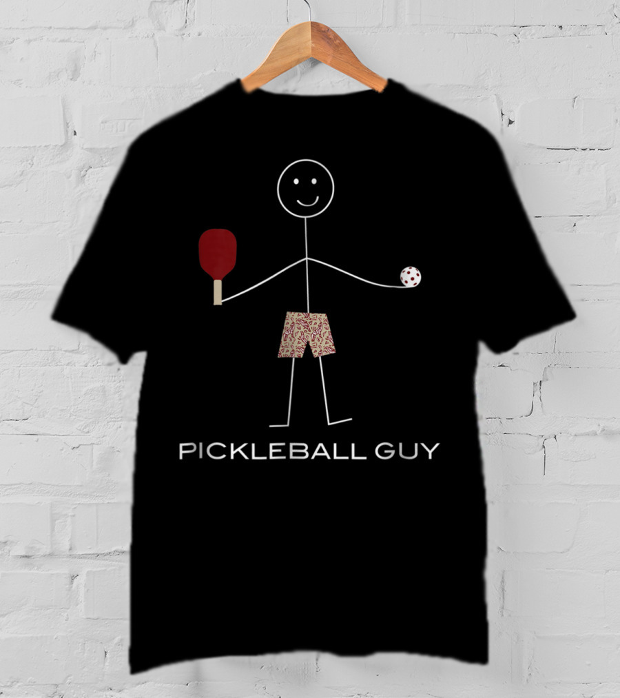 Pickleball Guy Funny Stick Figure Paddle Sports Humor T-Shirt