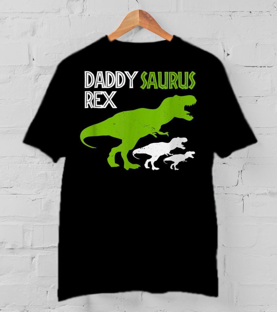 Funny Father's Day Daddysaurus Rex Dinosaur Dad And Kids T-Rex T-Shirt