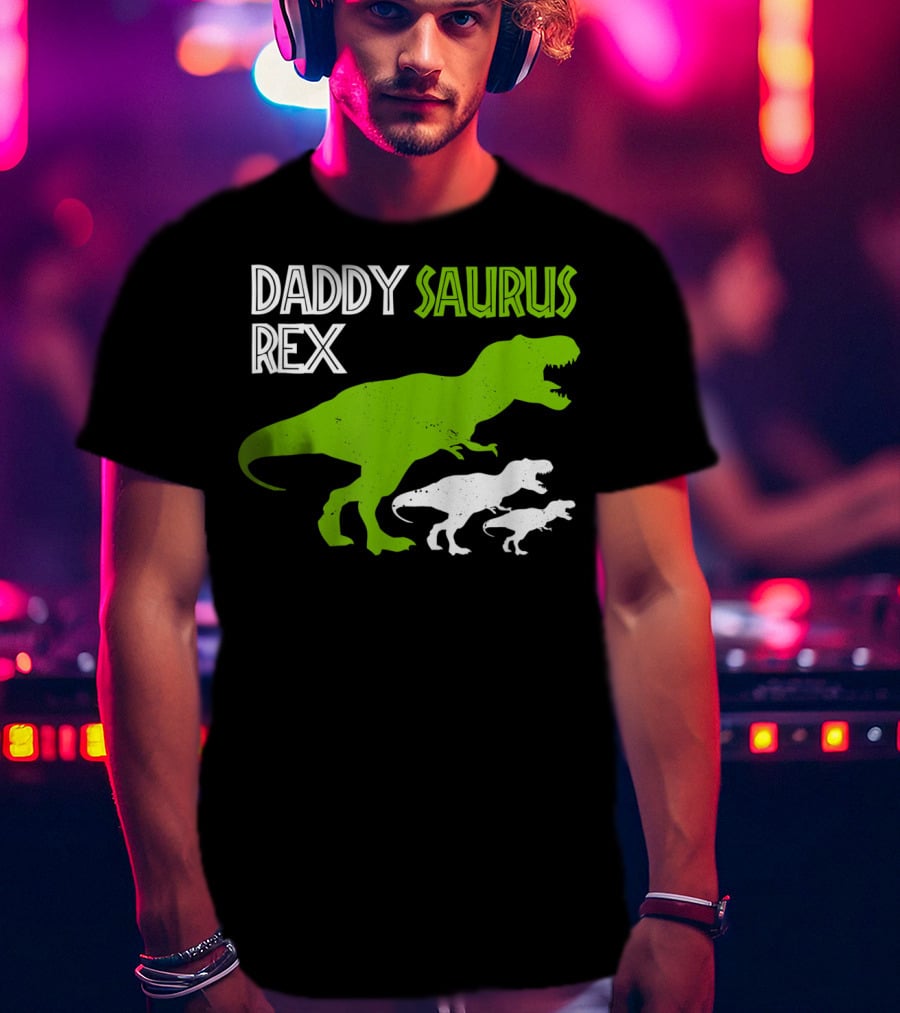 Funny Father's Day Daddysaurus Rex Dinosaur Dad And Kids T-Rex T-Shirt