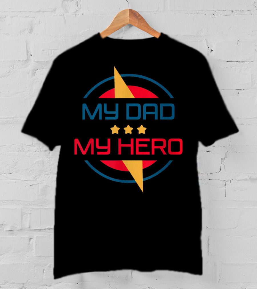Funny Father's Day My Dad My Hero Stars Lightning T-Shirt