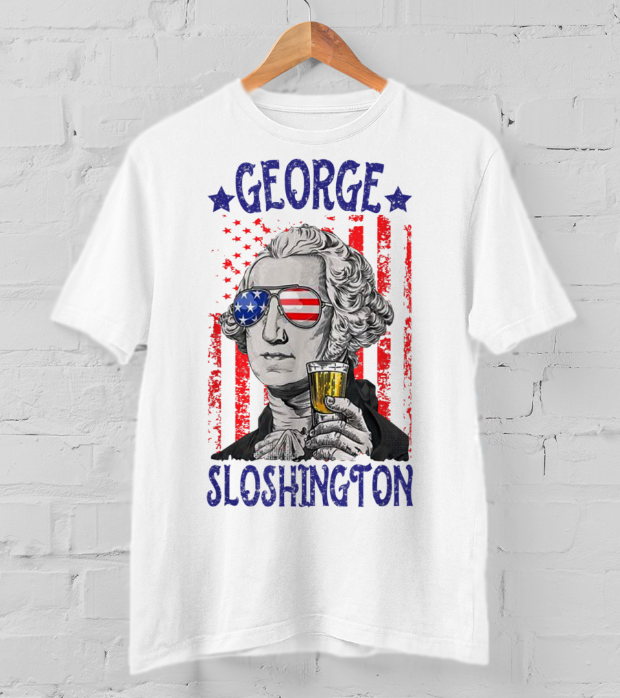 George Sloshington American Flag Beer Patriotic T-Shirt