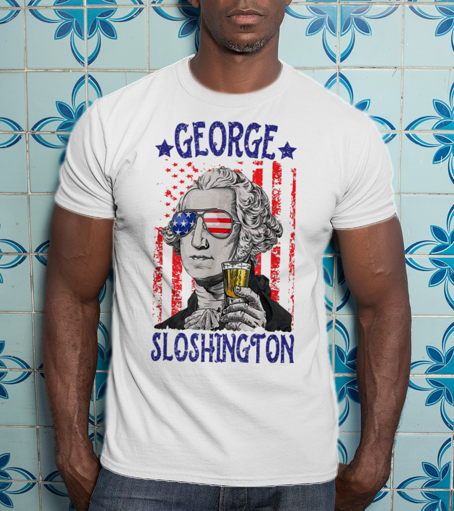 George Sloshington American Flag Beer Patriotic T-Shirt