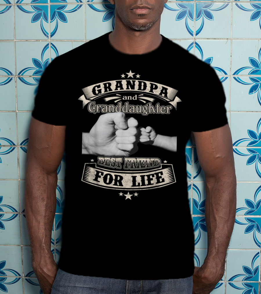 Grandpa And Granddaughter Fist Bump Best Friend For Life With Stars T-Shirt