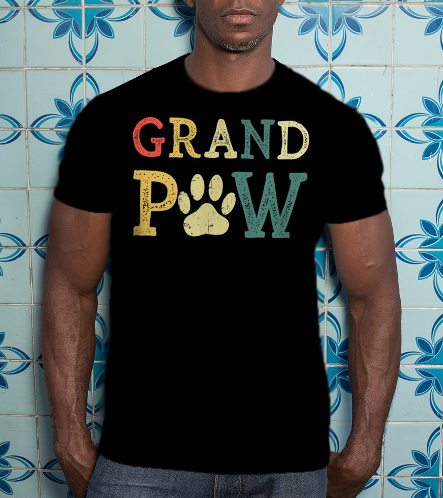 Grandpaw Dog Lover Paw Print Grandpa T-Shirt