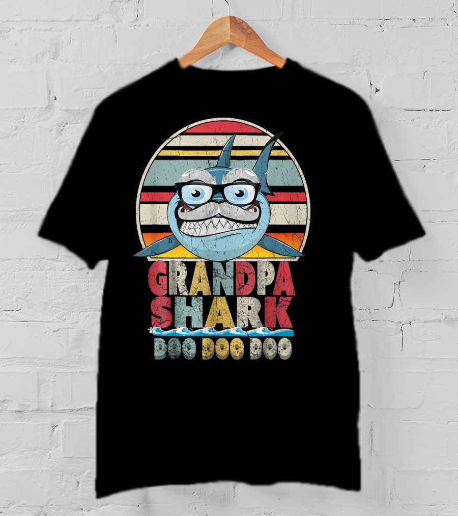 Grandpa Shark Doo Doo Doo Cute Vintage Fun T-Shirt