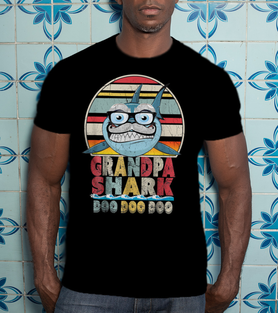 Grandpa Shark Doo Doo Doo Cute Vintage Fun T-Shirt