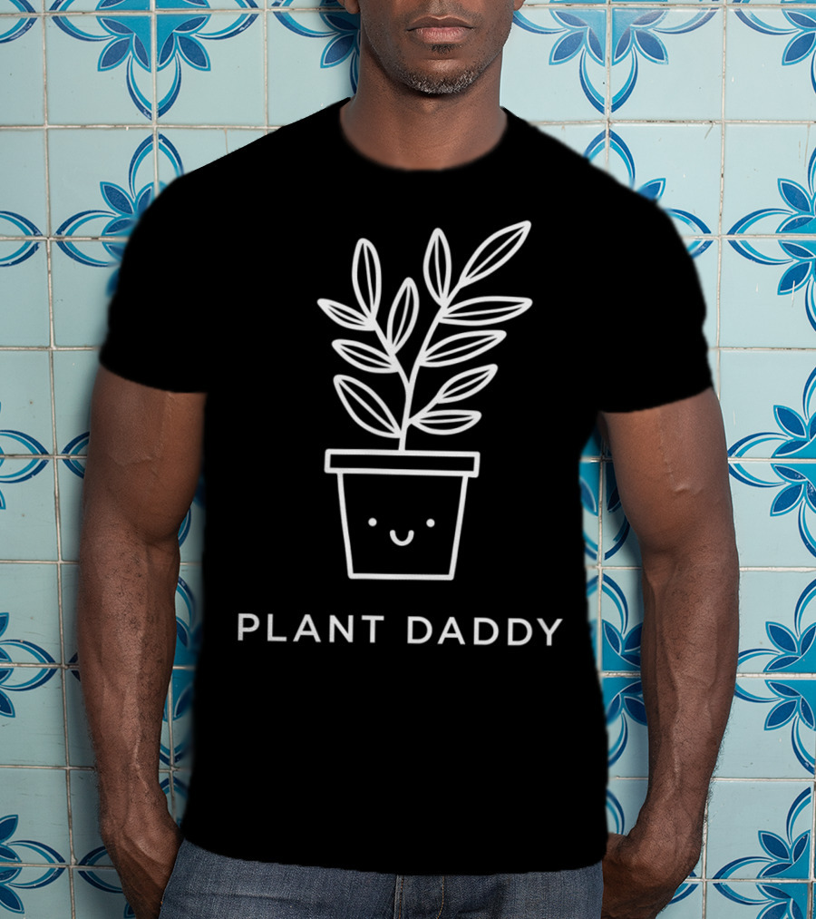 Happy Smiling Plant Daddy Pot With Leaves T-Shirt